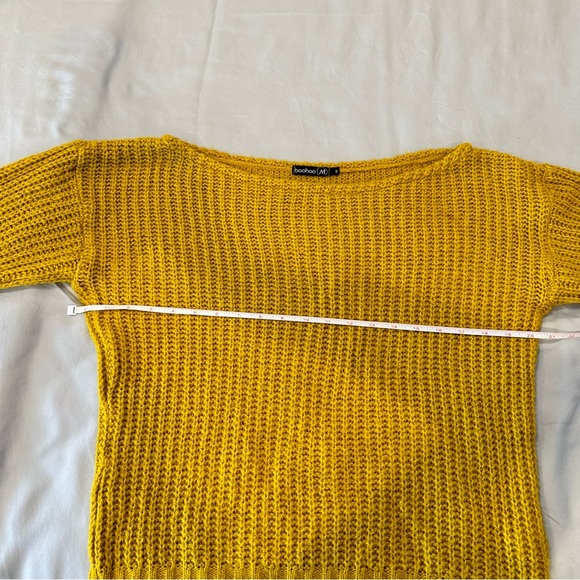 Boohoo (M) Chunky Cropped Sweater Lgr Neck Fall Golden Yellow Size Small - Picture 6 of 16